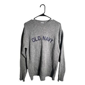 Old Navy Gray Crewneck Sweater with Navy Logo